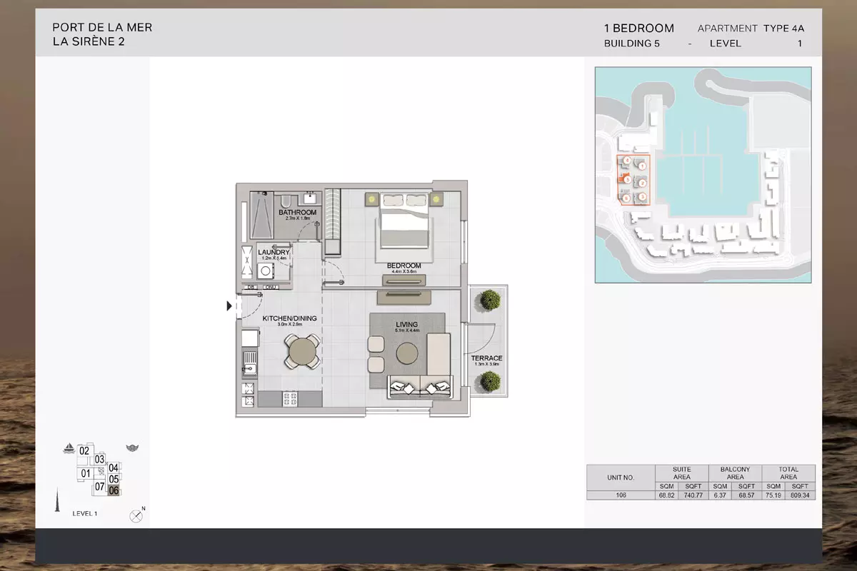 La Sirene Phase 2 By Meraas Type 4A-Building 5, 1 bed