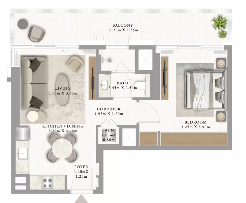 Address Residences Al Marjan Island Building 2 Type _ 1A 1BDR, 1 bed