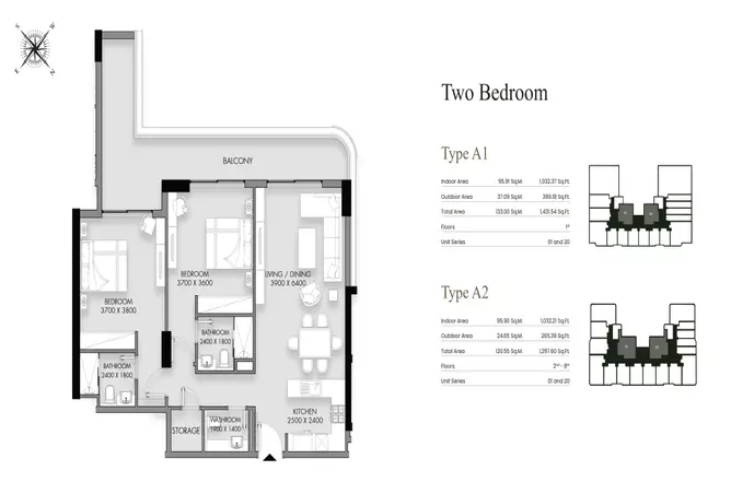 Cavara Central — 2BR floor plan