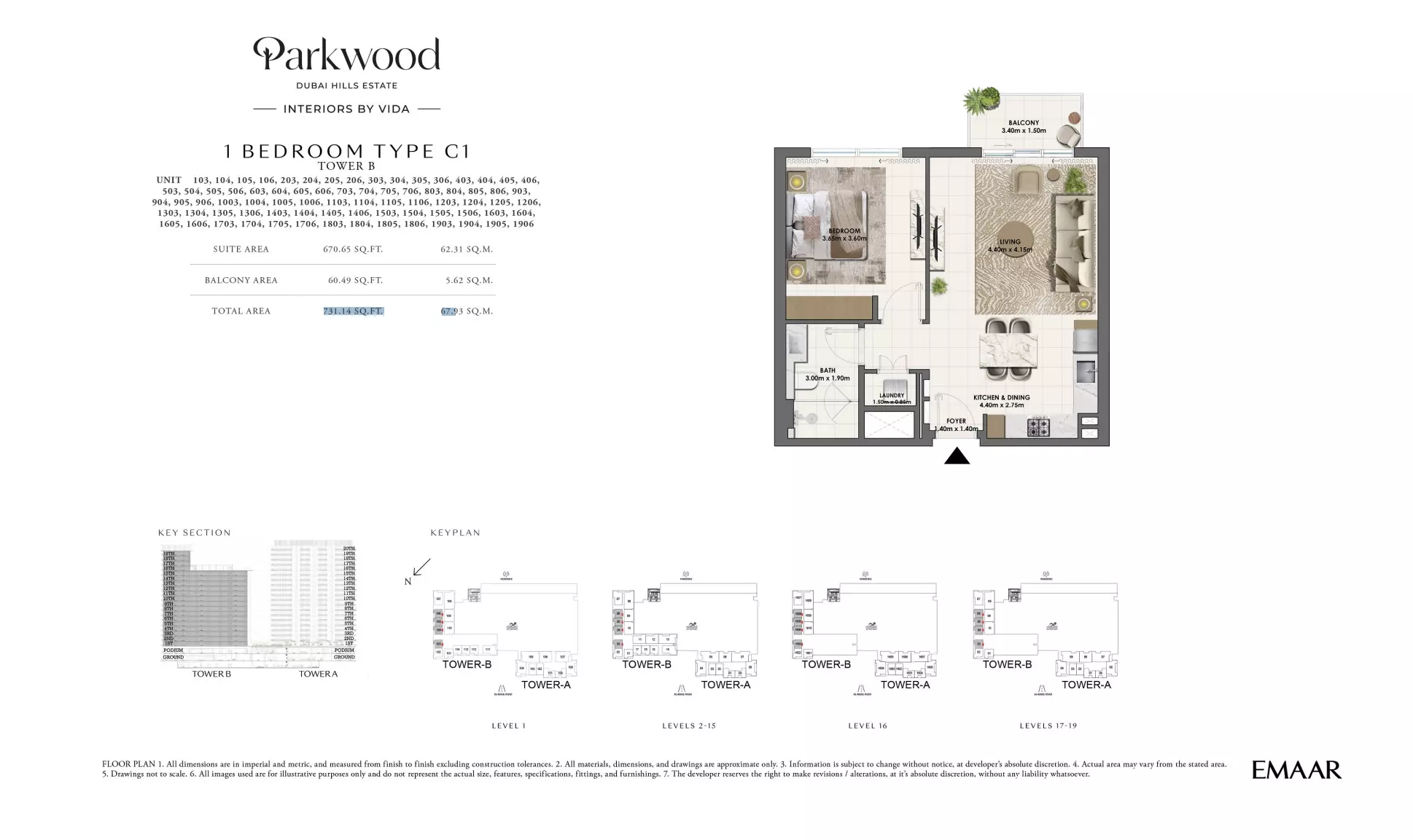 Parkwood Type C1-Tower B, 1 bed