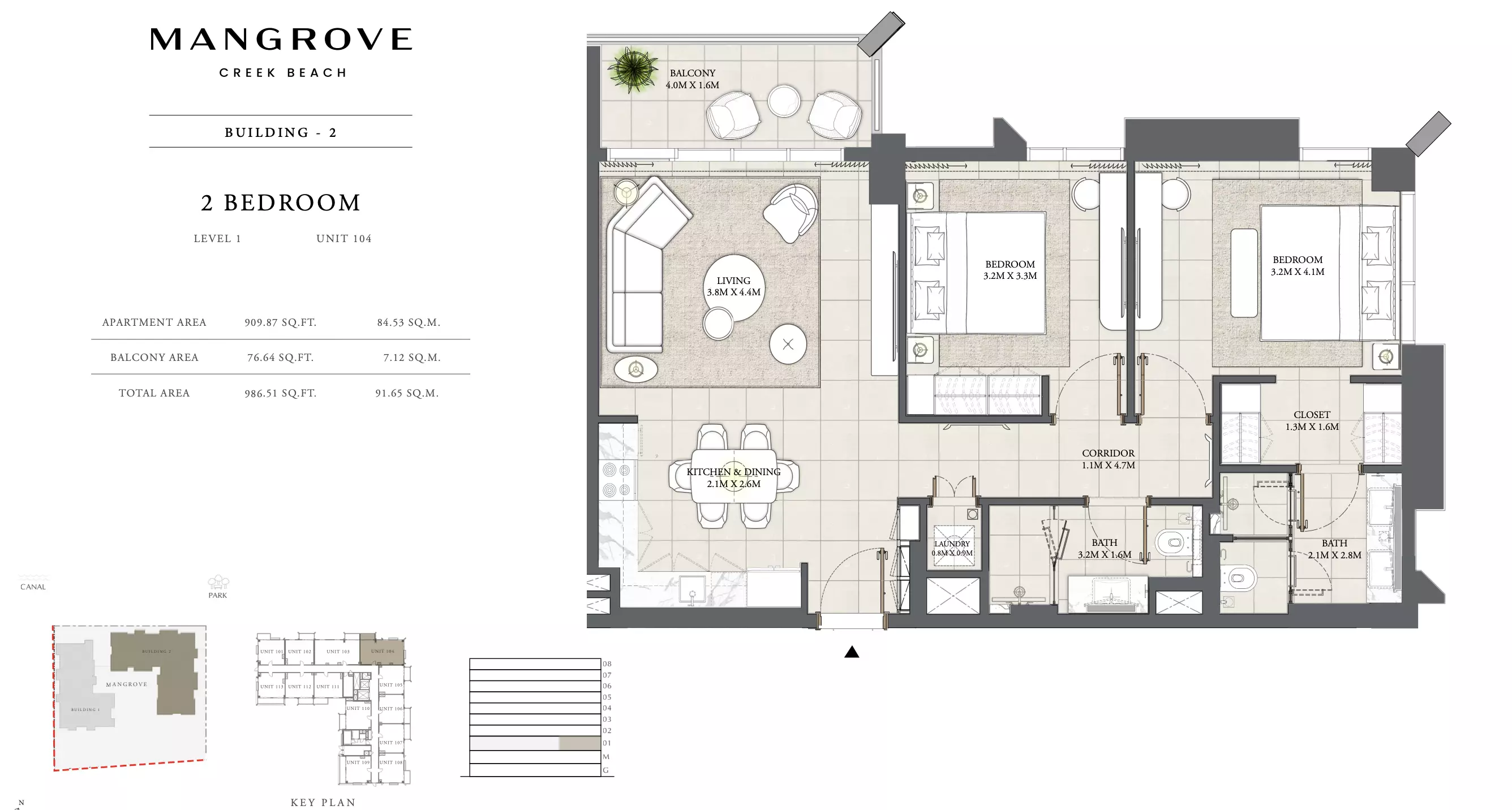Mangrove By Emaar Unit 104-03 Building 2, 2 beds