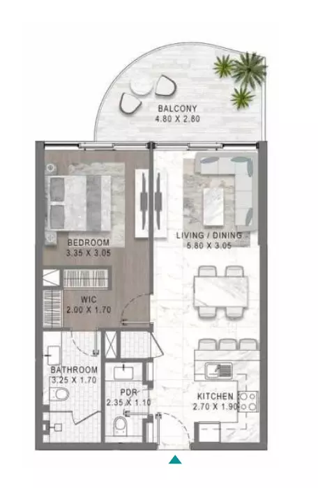 Lagoons Views Phase 2 By Damac Tower 11C, 11D, 12C & 12D Type 24, 1 bed