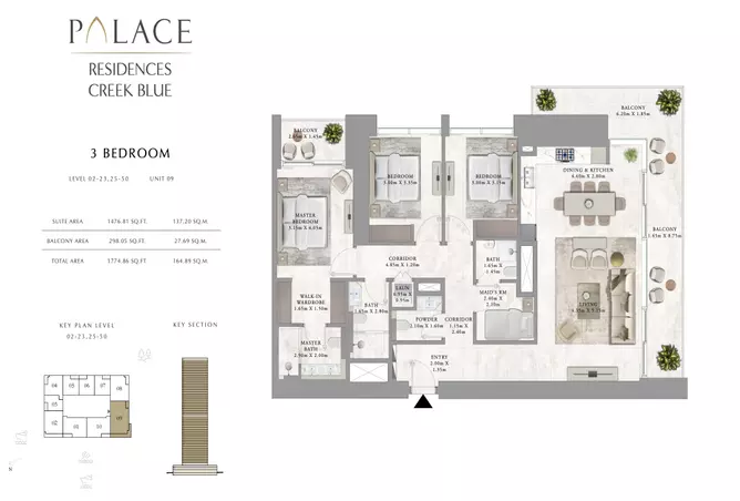Palace Residences Creek Blue — 3BR floor plan