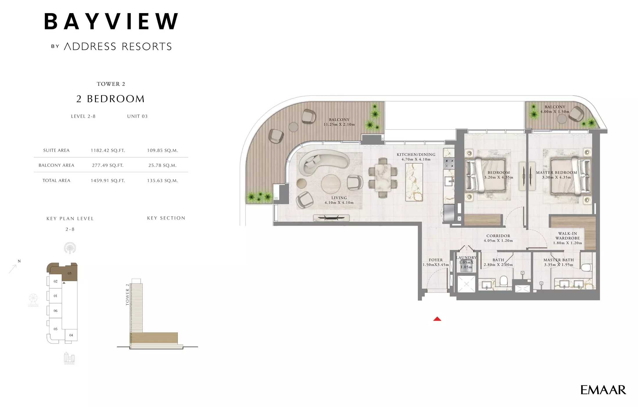 Bayview By Emaar Unit 3, Level 2-8, 2 beds