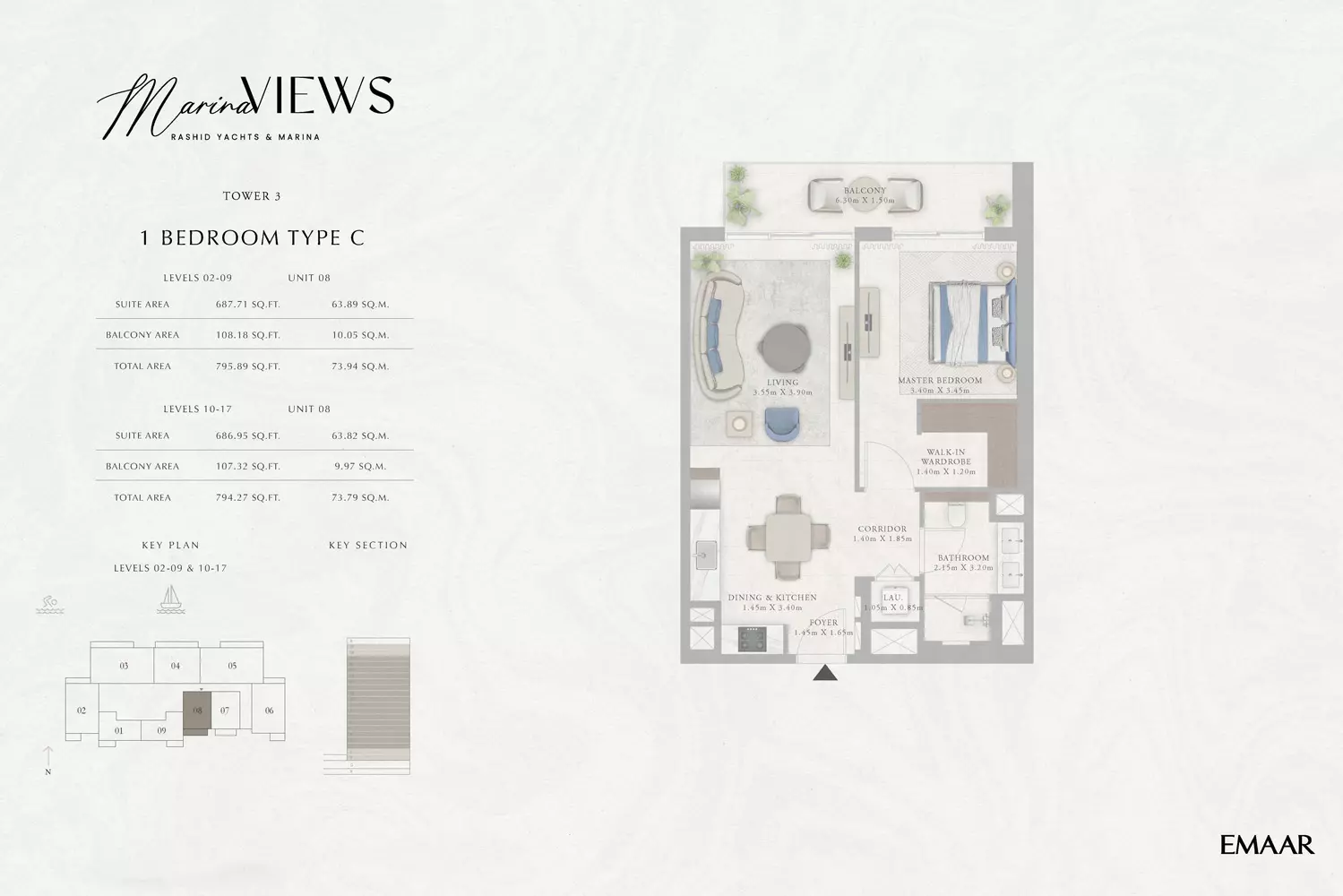 Marina Views Type 16-Tower 3, 1 bed