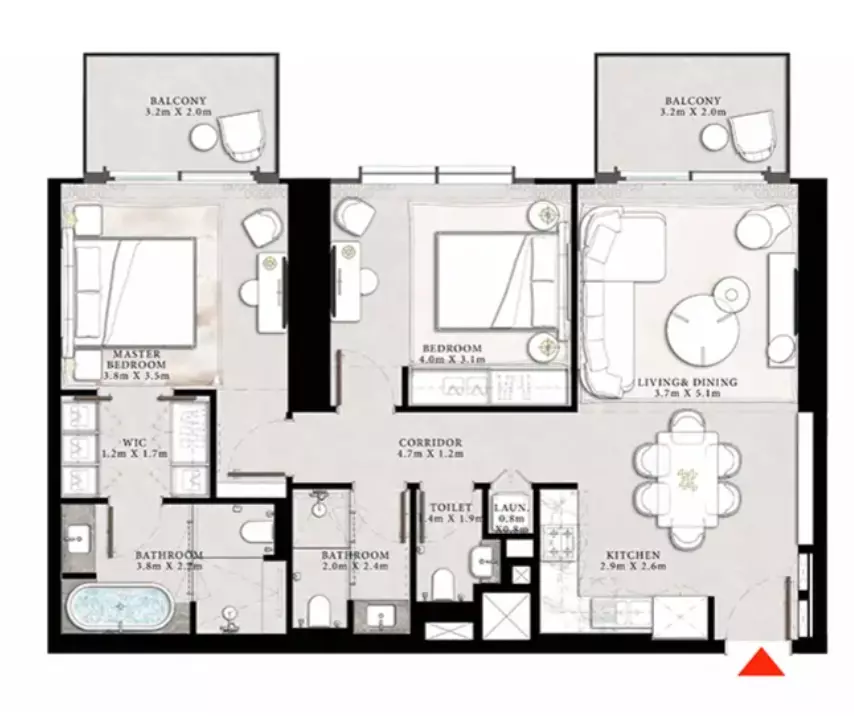 St Regis The Residences T2-Type F, 2 beds