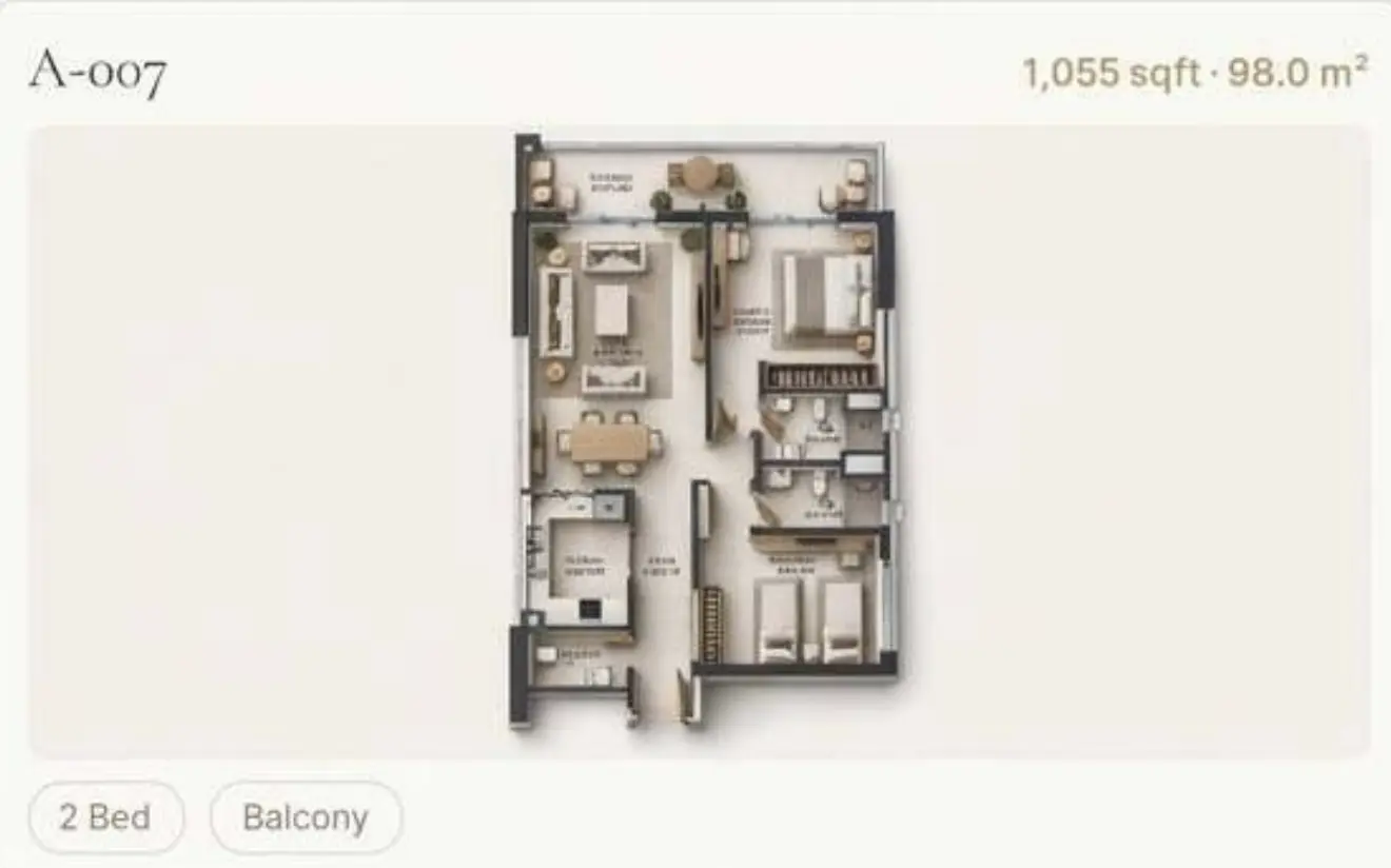 Reeman Residence 02 — 2BR floor plan