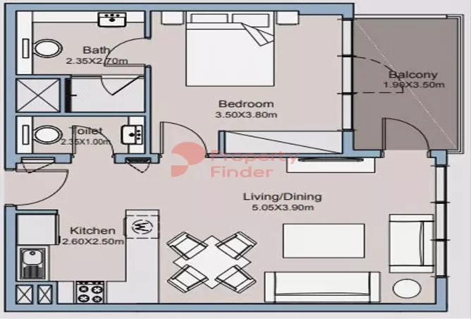 Talia Residences — 1BR floor plan