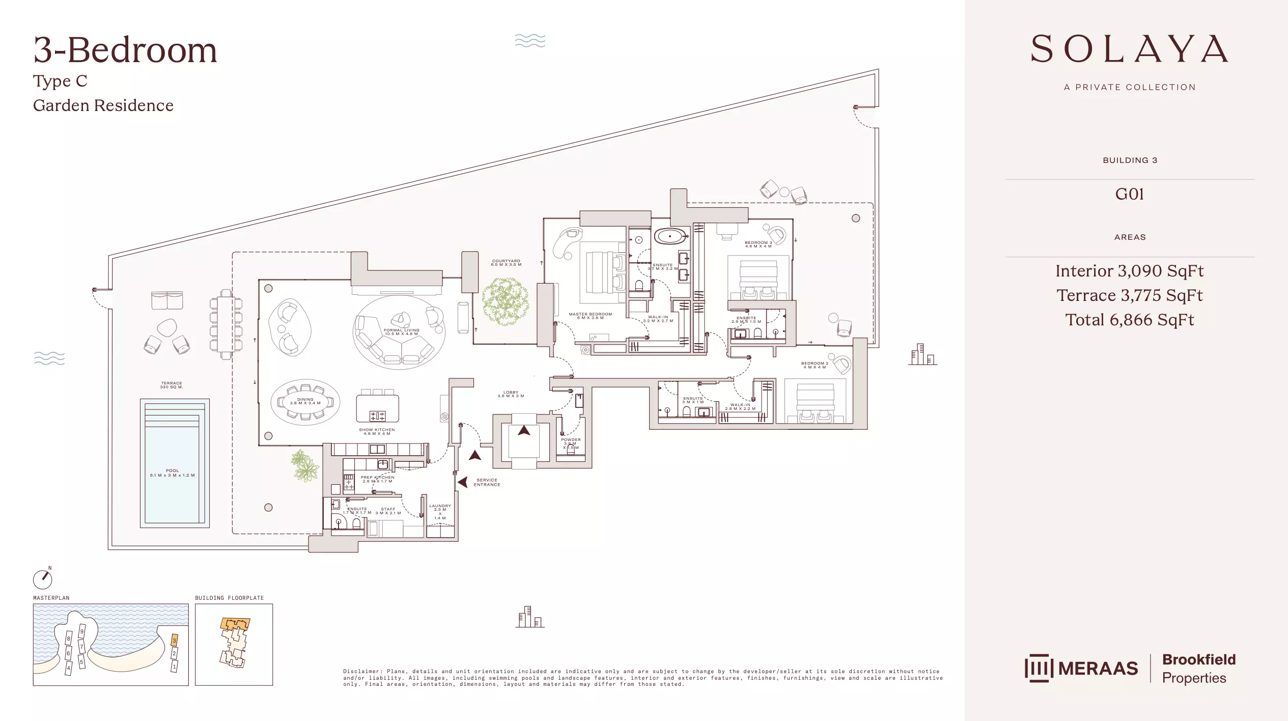 Solaya 1,2 and 3 Type C Garden Residence - T3, 3 beds