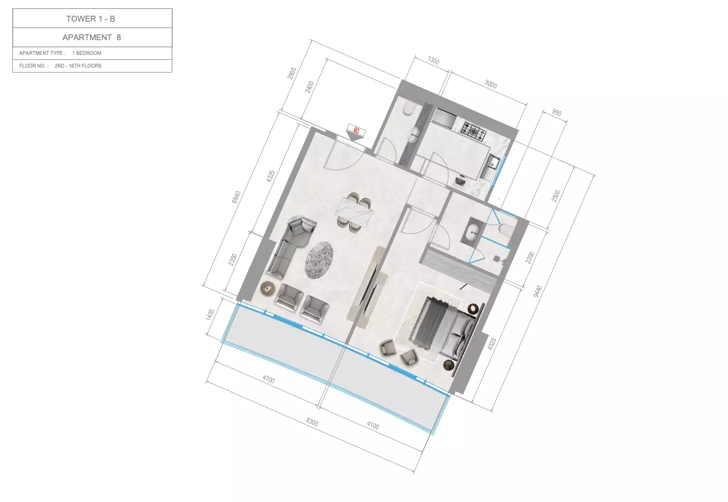 Orchid Towers Phase 1 - Type 2-Tower B Floor Plan