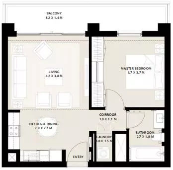 Park Field — 1BR floor plan