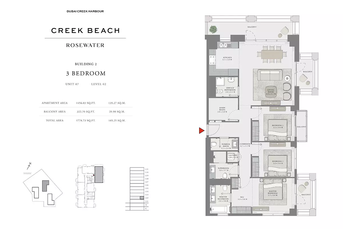 Creek Beach Rosewater B2-Type F, 3 beds