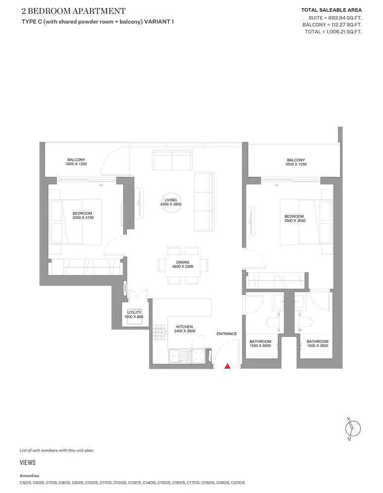 Sobha Orbis Type C-Tower C, 2 beds