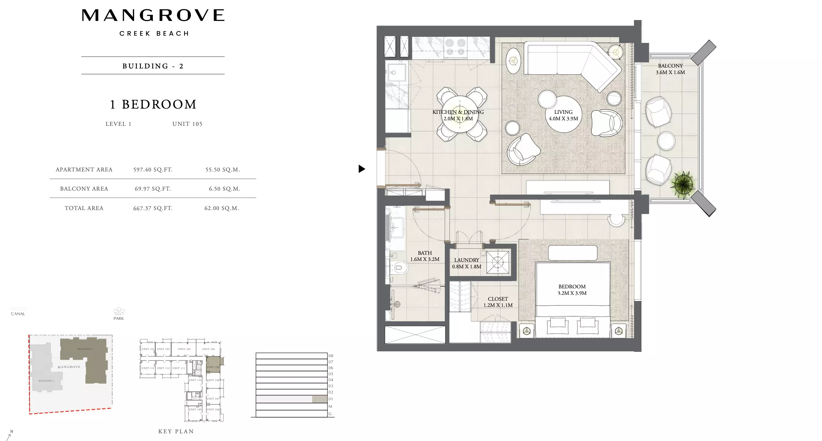 Mangrove By Emaar Unit 105 Building 2, 1 bed