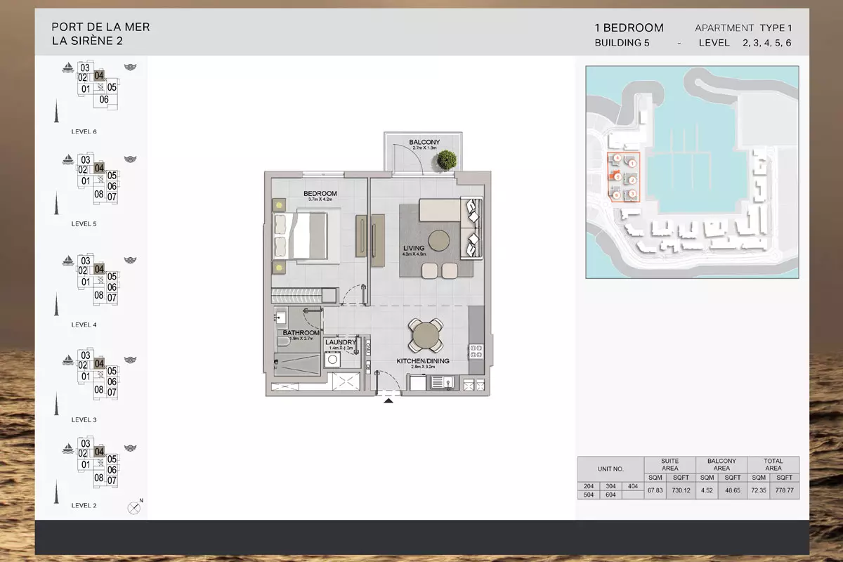 La Sirene Phase 2 By Meraas Type 1-Building 5, 1 bed