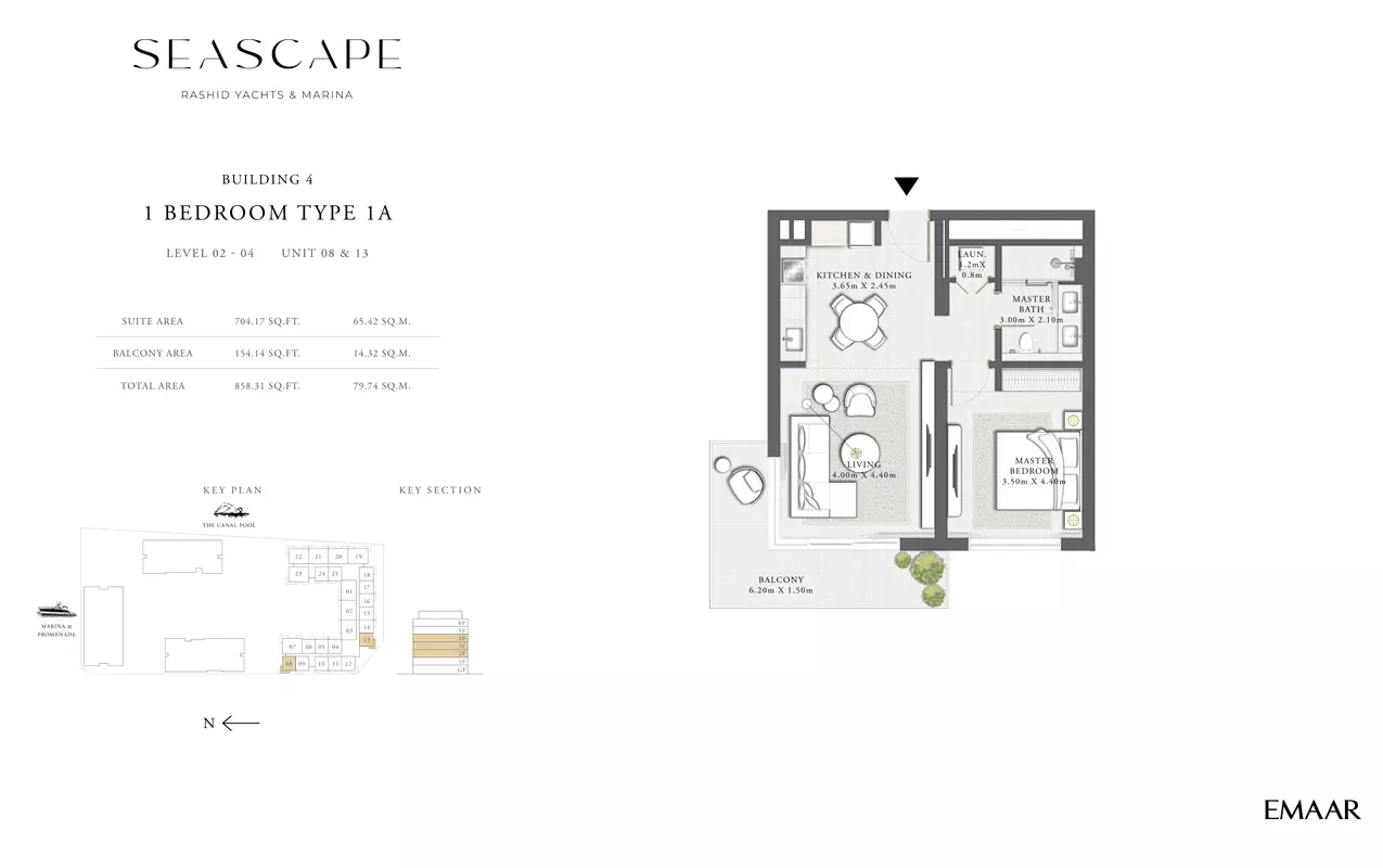 Seascape B4-Type 1A, Level 02-04, Unit 8 & 13, 1 bed