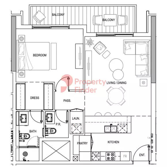 Kensington Waters — 1BR floor plan