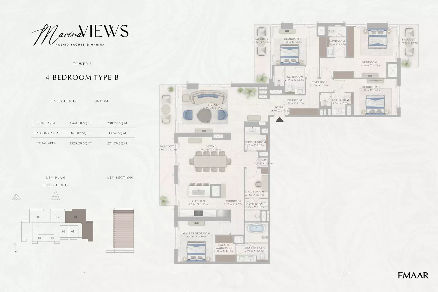 Marina Views Type 2-Tower 3, 4 beds