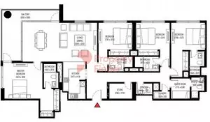Crest Grande Tower C _ Type A (with maid room + balcony) Variant 1, 4 beds