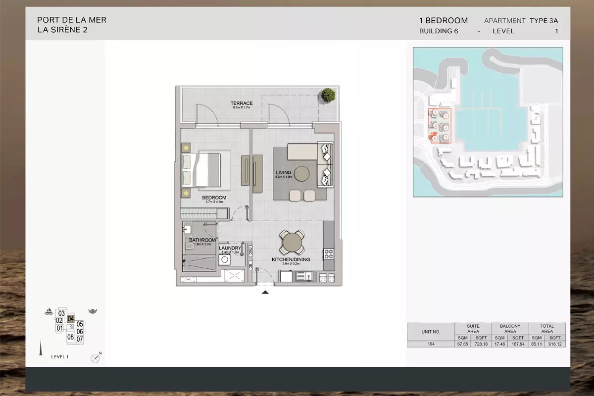 La Sirene Phase 2 By Meraas Type 3A-Building 6, 1 bed