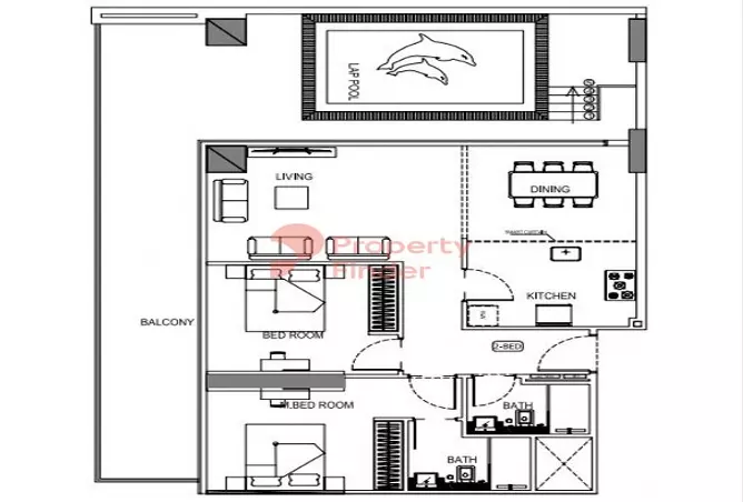 Binghatti Amber — 2BR floor plan