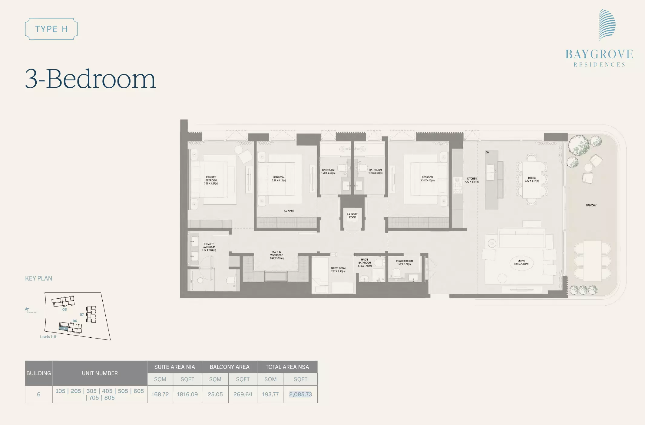 Bay Grove Residences Phase 3 Type H | 3-Bedroom, 3 beds