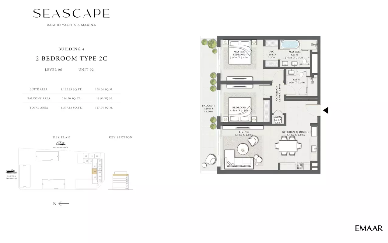Seascape B4-Type 2C, Level 06, Unit 02, 2 beds