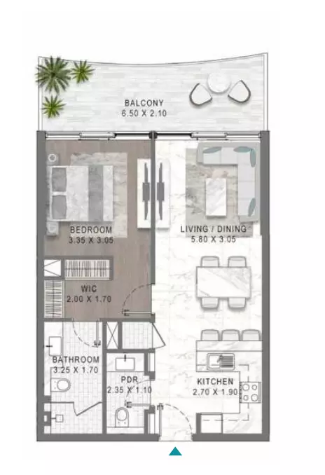 Lagoons Views Phase 2 By Damac Tower 11C, 11D, 12C & 12D Type 16, 1 bed