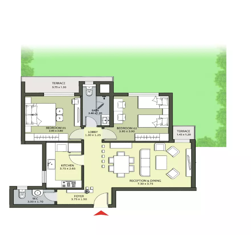 صورة مخطط ارضية الوحدة