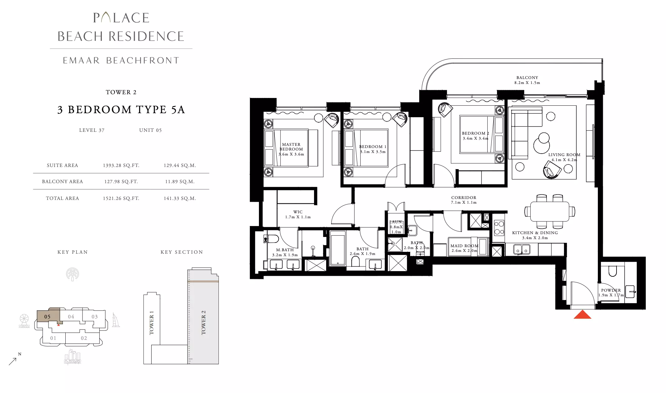 Palace Beach Residence Type 5A, 3 beds