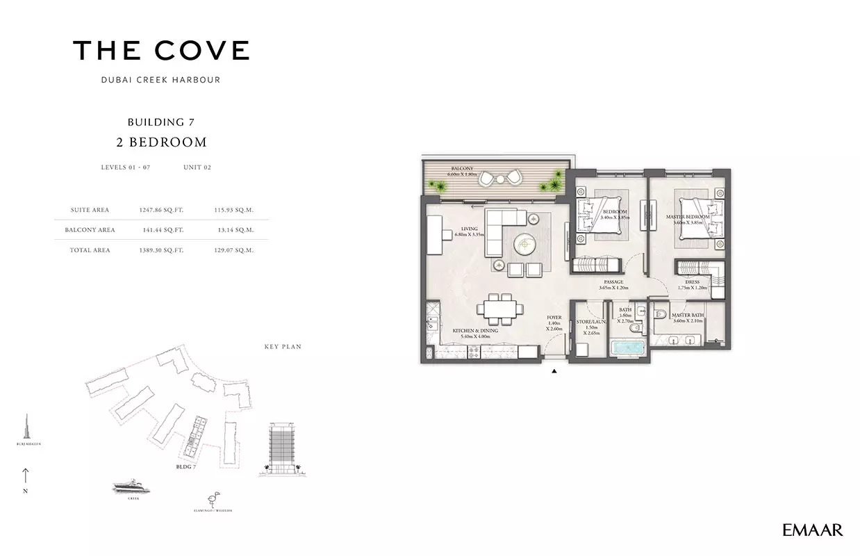 The Cove Phase 2 By Emaar Building 7 - Levels 01-07, Unit 02, 2 beds