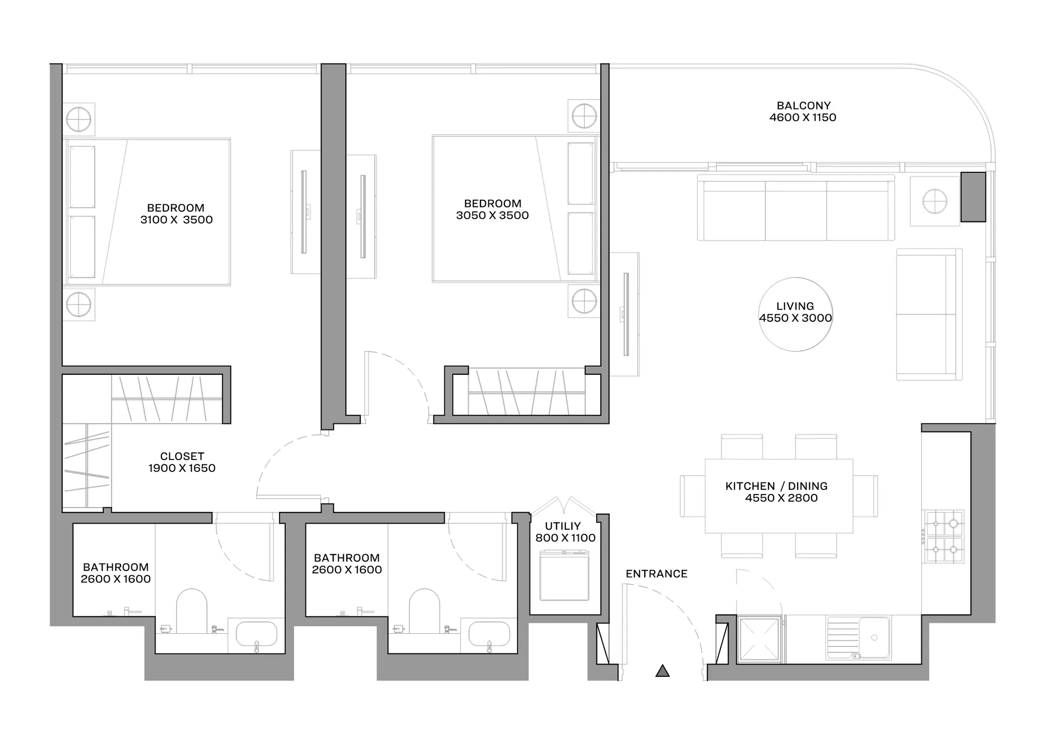 Aquamarine Beach Residences Type C, 2 beds
