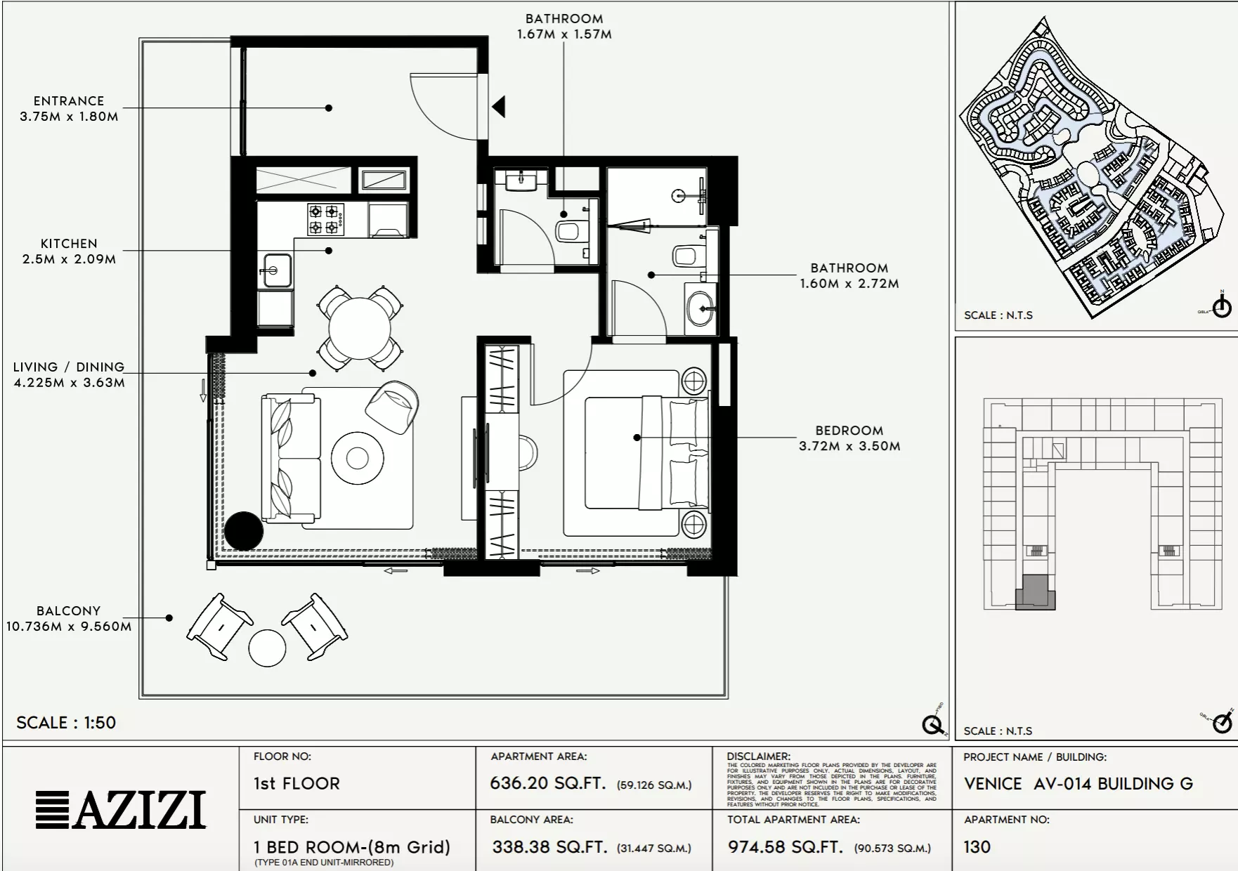 Azizi Venice 14 Type 130-Building G, 1 bed