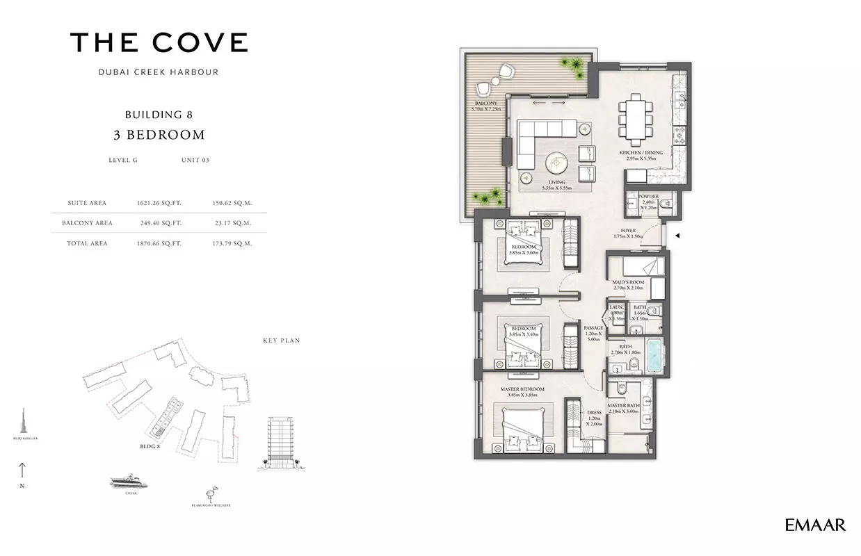 The Cove Phase 2 By Emaar Building 8 - Level G, Unit 03, 3 beds