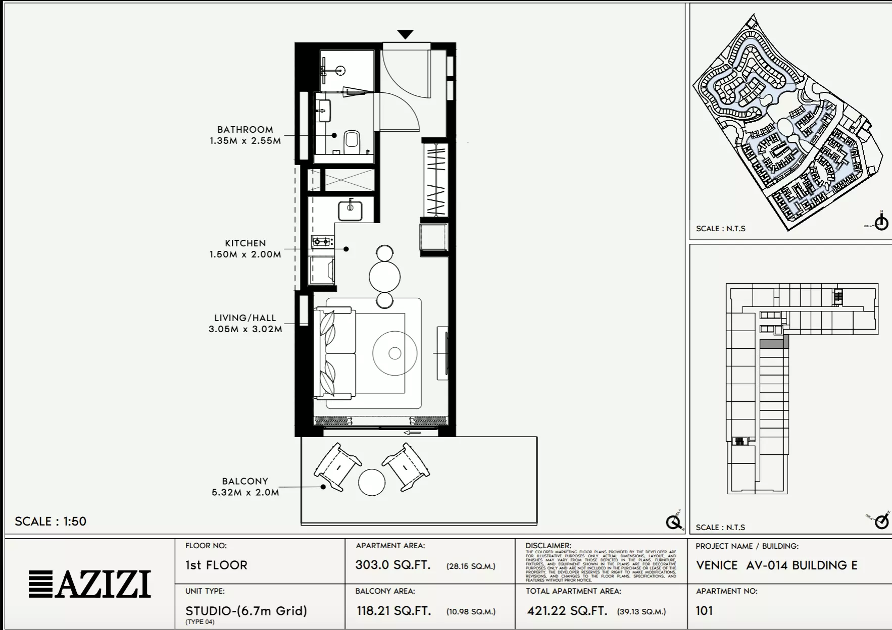 Azizi Venice 14 Type 101-Building E, studio