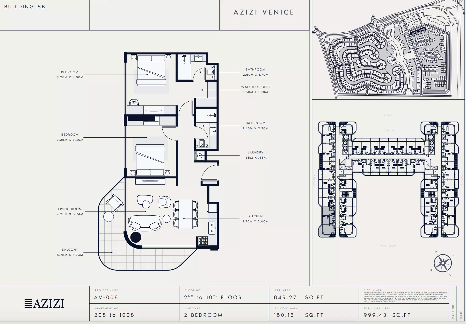 Azizi Venice 8 Type 208-Building B, 2 beds