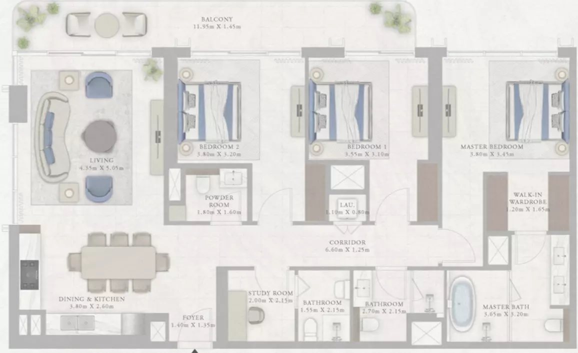 Marina Views Type 3-Tower2, 3 beds