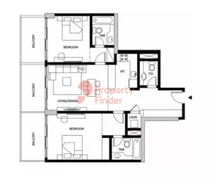 Binghatti Galaxy Tower B Type 2, 2 beds