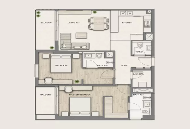 Al Hamra Greens — 2BR floor plan
