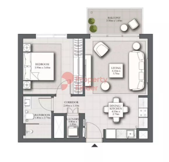 Park Horizon Type B building 2 level 2-19 unit 6, 1 bed