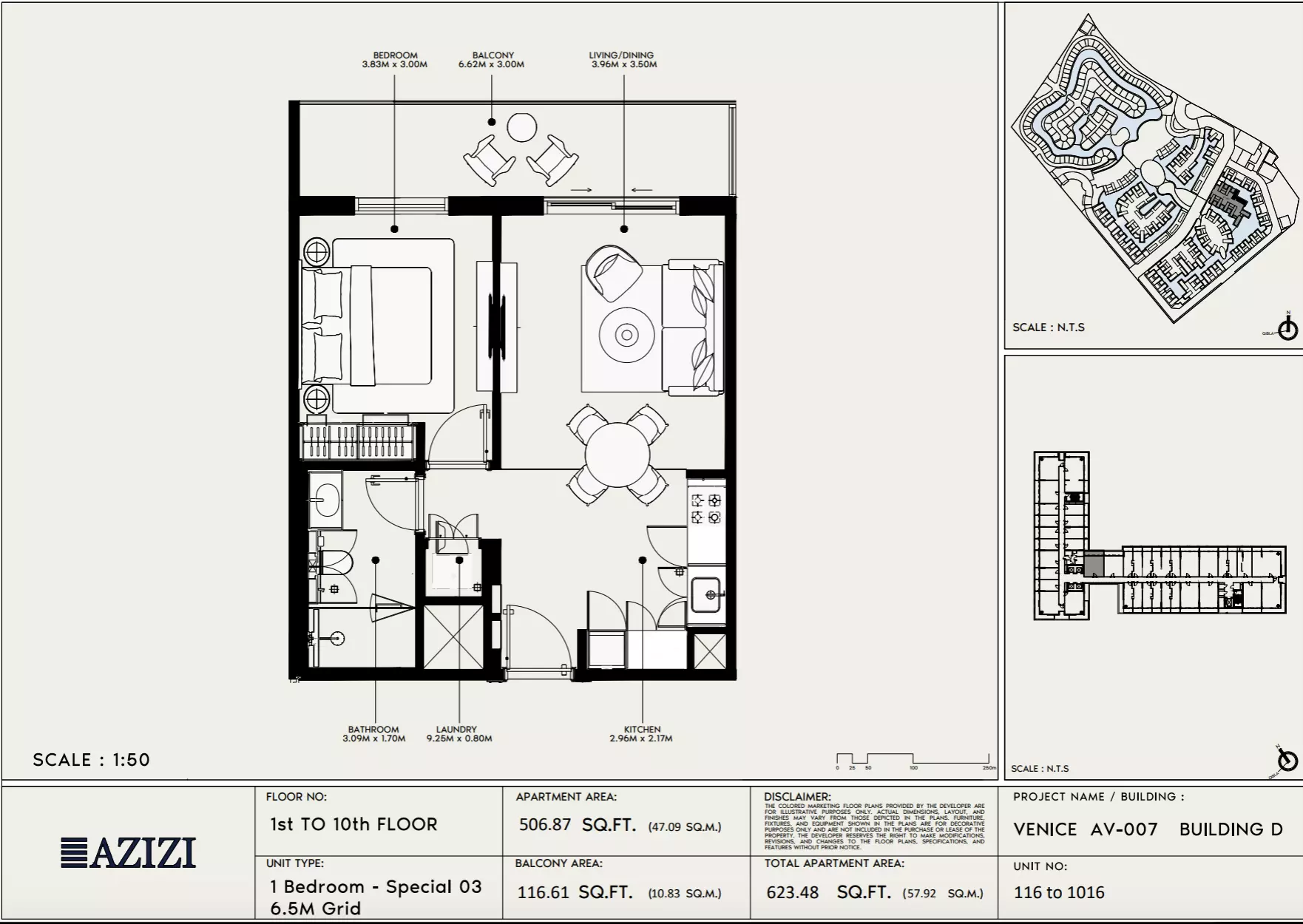 Azizi Venice 7 Type 116-Building D, 1 bed