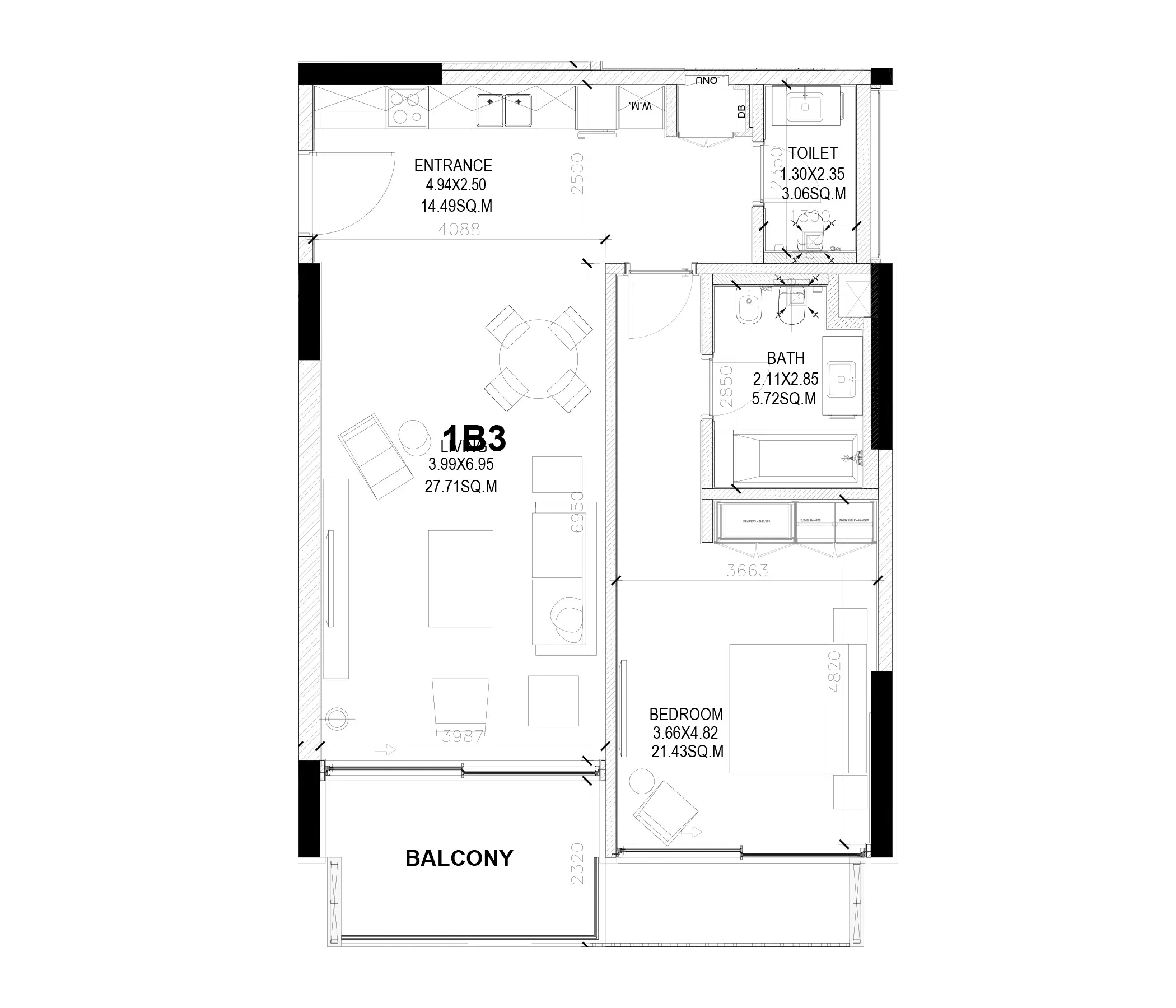 Sealine Residence — 1BR floor plan