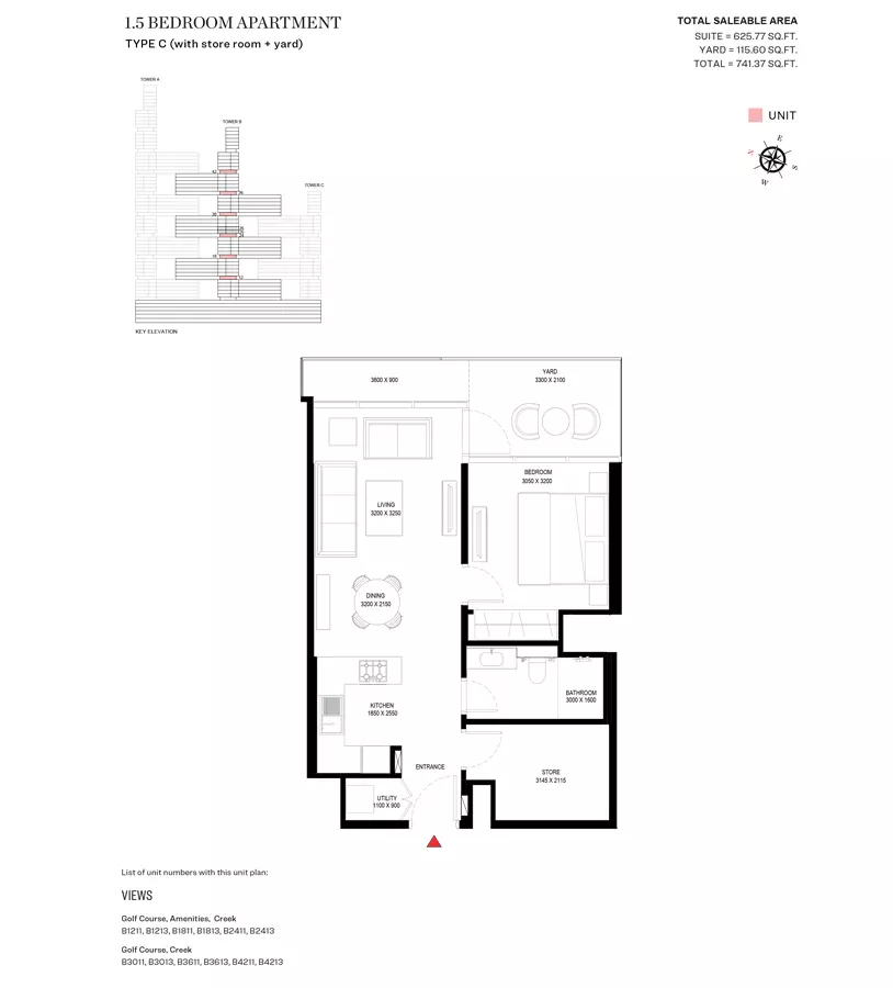 Sobha One Type C-Tower B, 2 beds