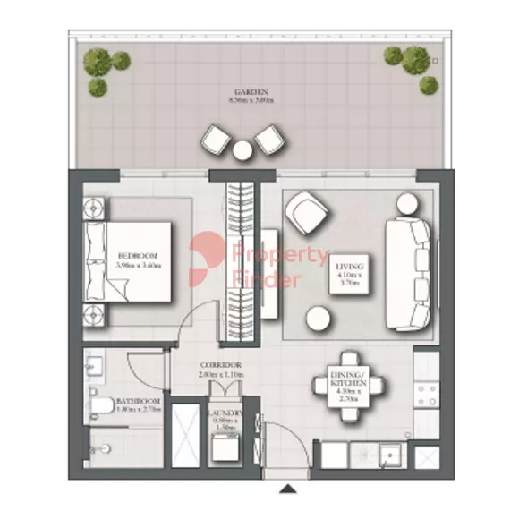Park Horizon Type B1 building 2 ground level unit g05, 1 bed