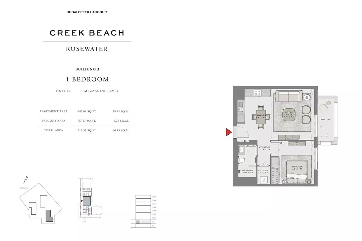 Creek Beach Rosewater B3-Type D, 1 bed