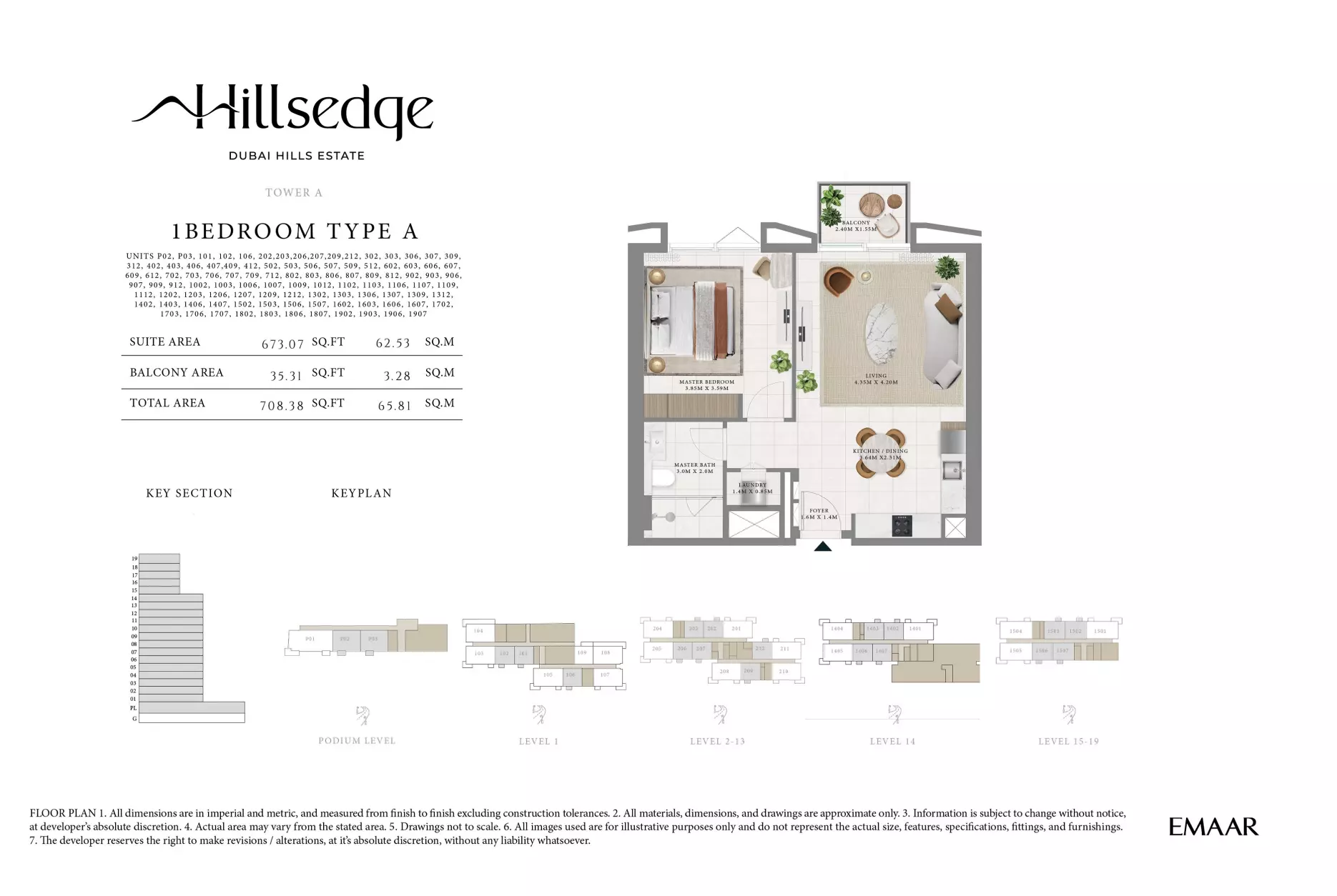 Hillsedge — 1BR floor plan