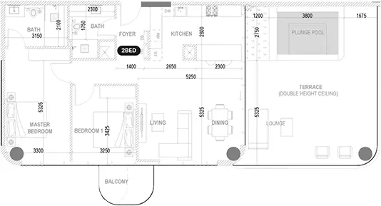 Villa Del Divos Residences — 2BR floor plan