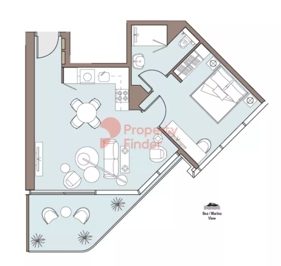 Nautica By Select Group — 1BR floor plan
