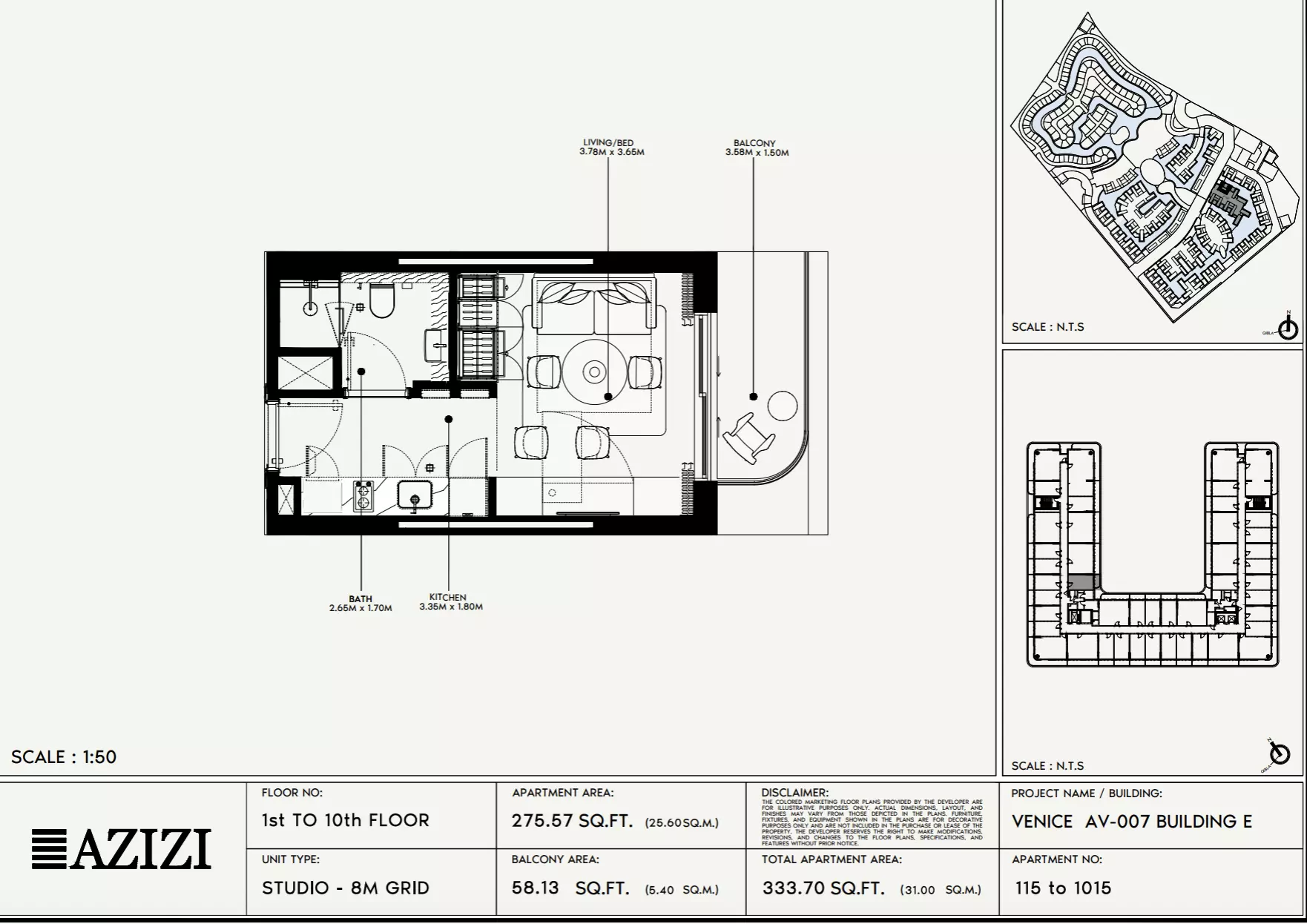 Azizi Venice 7 Type 115-Building E, studio