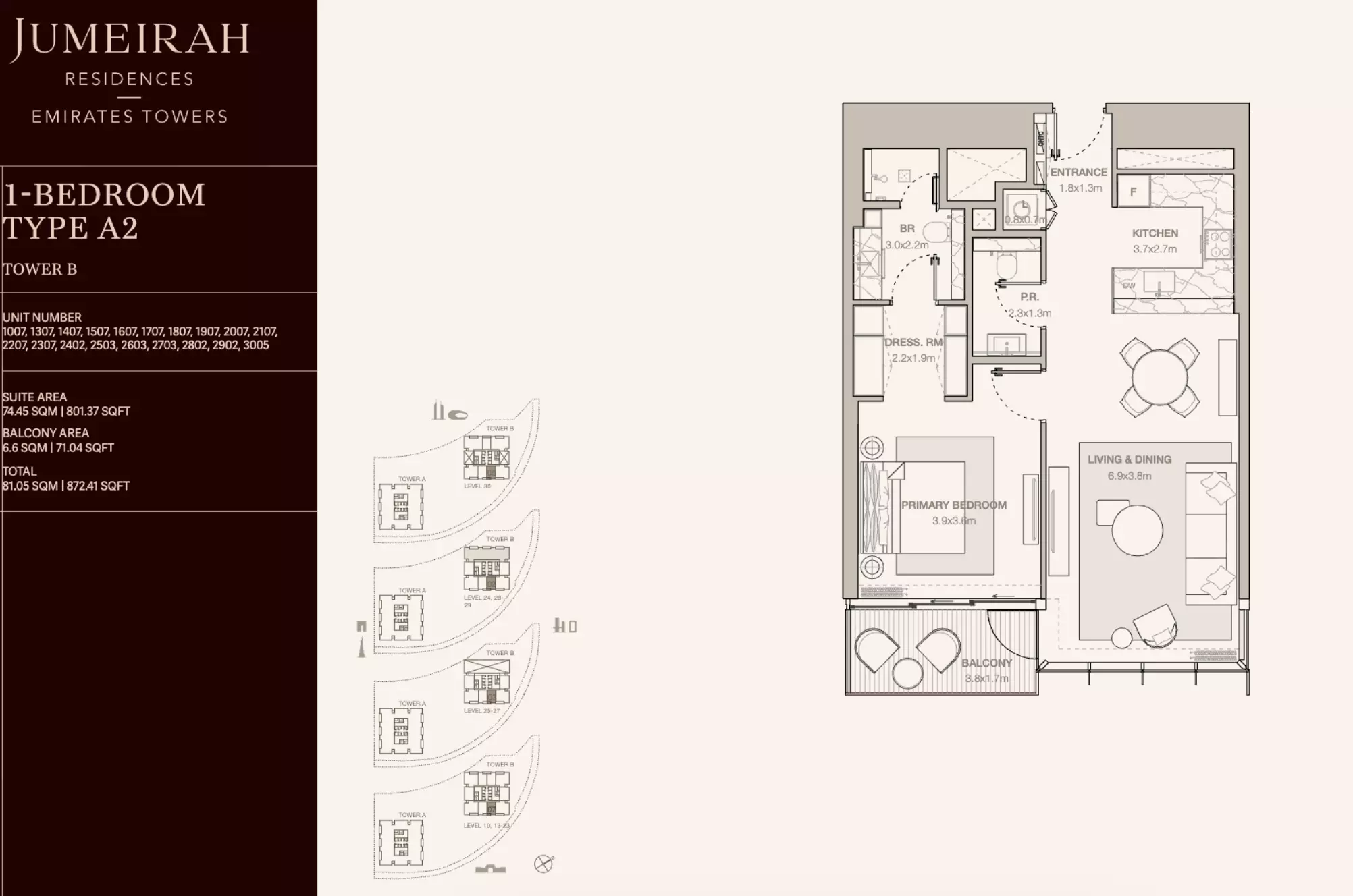 Jumeirah Residences Emirates Towers Type A2-Tower B, 1 bed